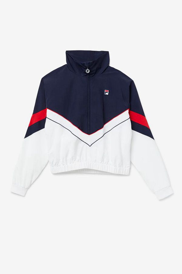 Fila Chiaki Half Zip Women's Jackets - Navy/White/Navy,NZ 271-76052